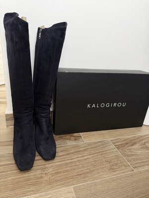 Kalogirou knee-high suede boots size 40 like new, bluenotte