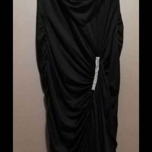 Plus size black maxi evening dress new with rhinestone detail