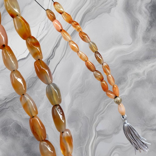 Handmade Carnelian Komboloi with Semi-Precious Stones, New