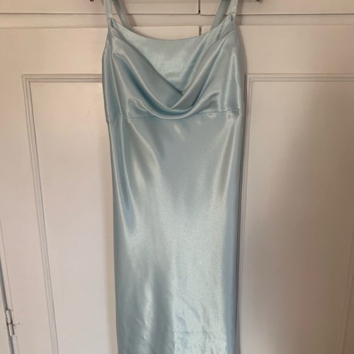 Crepe satin dress in baby blue, like new