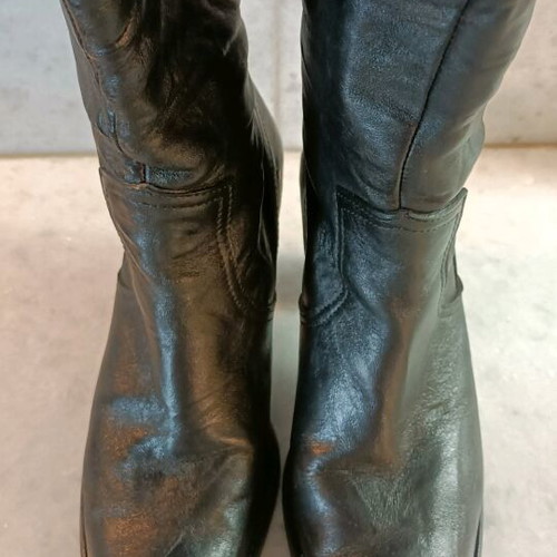 Leather mid-calf boots used, size 38, black