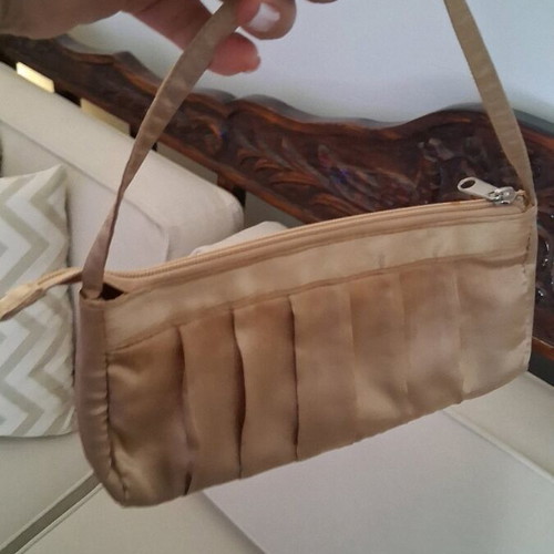 Women's satin bags new, brown and gold, set of 2