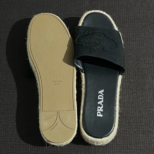 Prada Sandals Women’s Size 39 New Black Canvas Espadrille Platforms