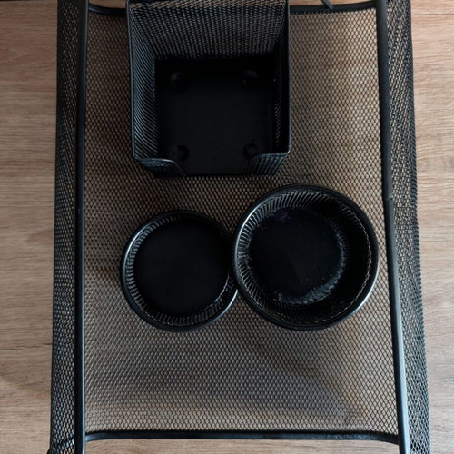 Office organization set 4 pieces used, black metal mesh