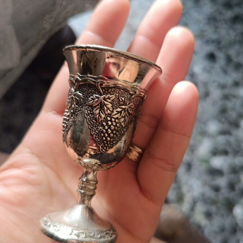 Vintage silver-plated liqueur glasses set of 6 used