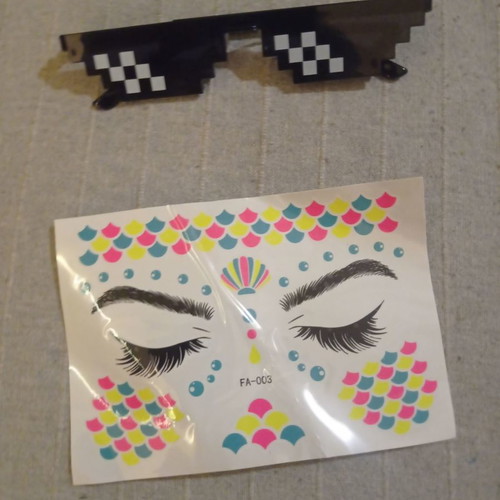 Thug Life Glasses and Glowing Face Tattoo New Pack