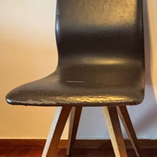 Dining chairs set of 4 used, oak frame, leather upholstery worn