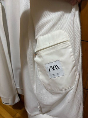 Zara white bomber style college jacket, medium