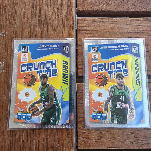 Juancho Hernangomez and Lorenzo Brown Panathinaikos Crunch Time insert cards 2024-25