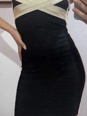 Bandage mini strapless dress new, black and white