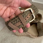Stuart Weitzman Πέδιλα Πλατφόρμες Khaki Crochet Alex με δέσιμο στον αστράγαλο σαν καινούργιο