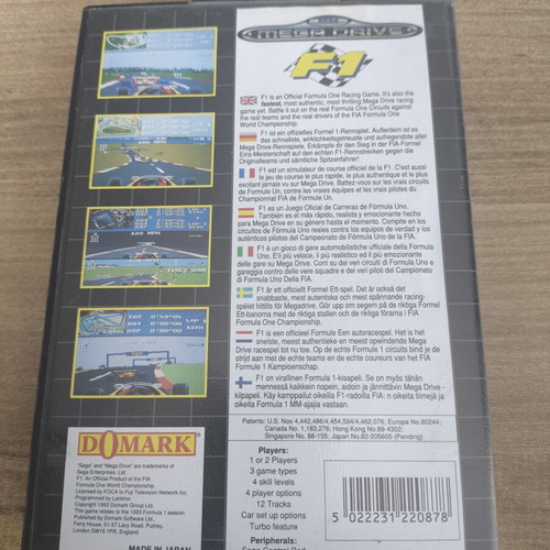 F1 Sega Mega Drive game used, complete