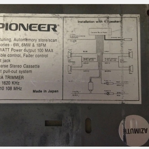 Pioneer KE-3500 car cassette radio 4x25W Auto Reverse, Made in Japan