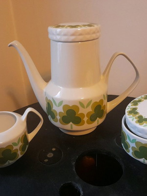 Spanish floral Pontesa tea set used, 1970s