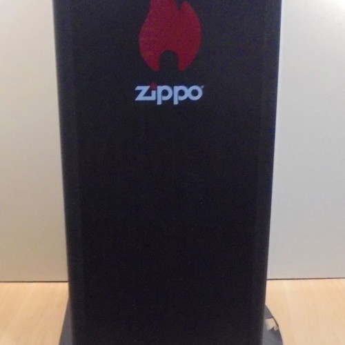 Zippo lighter display stand used, illuminated and rotating with storage base for 60 lighters
