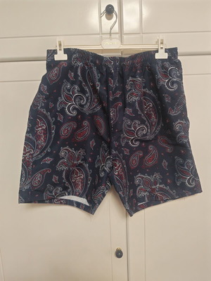 Swim shorts paisley pattern navy blue used, size 3XL