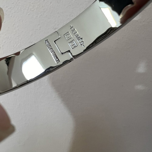Hermes black bracelet with silver-tone finish, size S