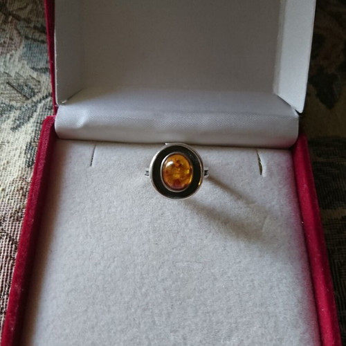 Silver ring with Baltic amber like new