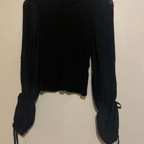 Zara women's blouse with pleated sleeves, size Small, like new, black