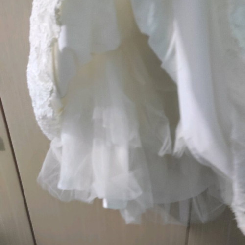White lace short dress medium like new with belt bow