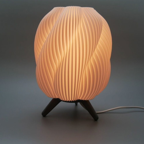 Table lamp with striped swirl texture and warm light new