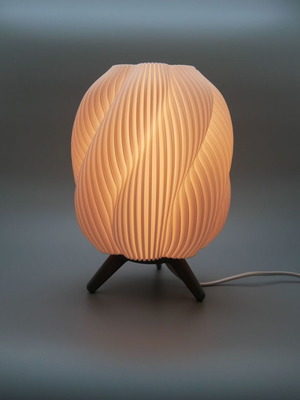 Table lamp with striped swirl texture and warm light new