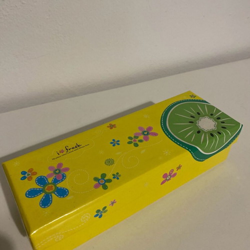 Kiwi pencil case vintage used with pencil and ink marks
