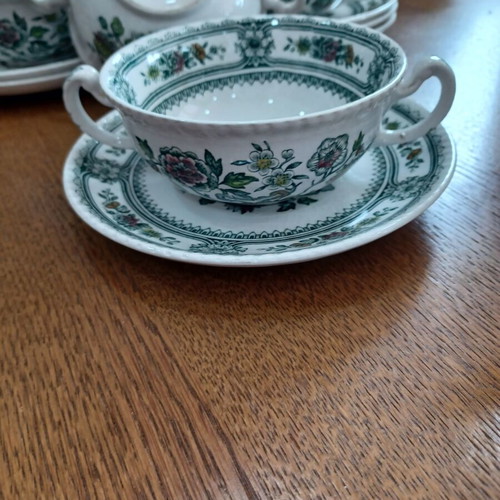Porcelain serving set Wood & Sons Dorset used, 6 soup bowls with plates