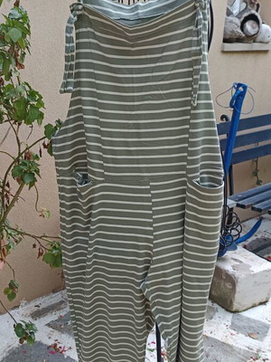 Striped Cotton Jumpsuit one size new with front pockets and adjustable straps