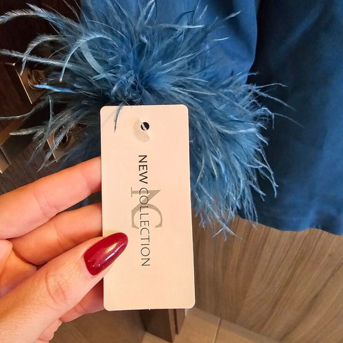 Onesize jacket with feather cuffs and smoking line, new petrol color