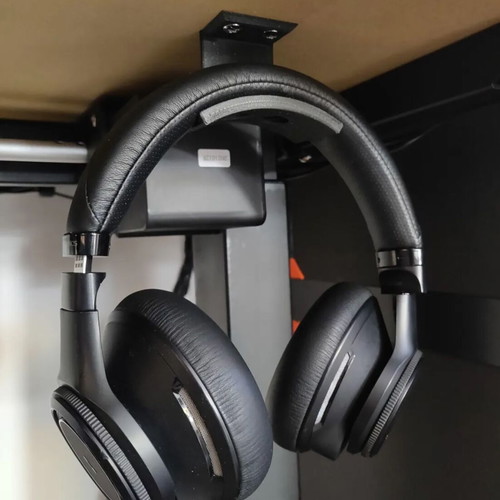 Under desk headphone holder, new, black PLA