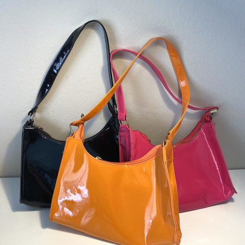 Shein shoulder bags, set of three, black, fuchsia and orange