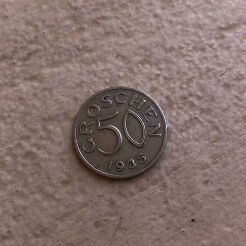 Austria 50 Groschen 1935 coin used, historic European currency