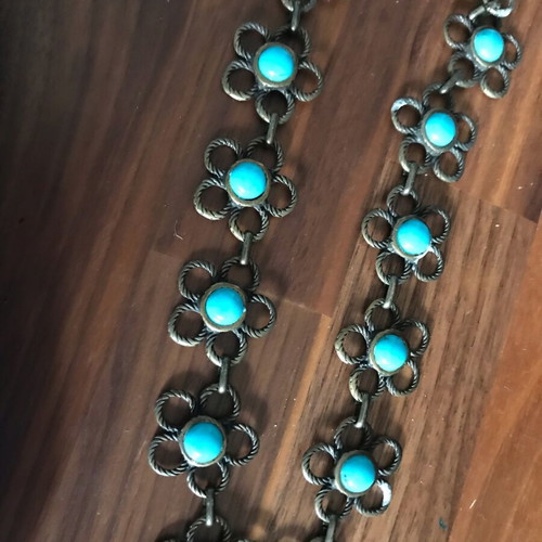 Handmade belt from bronze and turquoise new