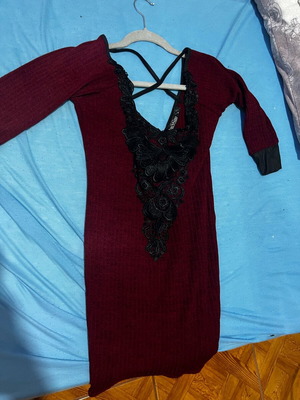 Benissimo dress red with black lace like new