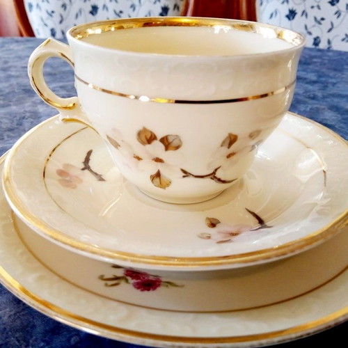 Vintage set of two Danish Kobenhavns Maleri porcelain cups 1930