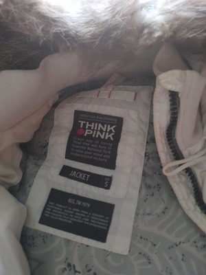 Μπουφάν Think pink γυναικείο μεταχειρισμένο, άσπρο, μέγεθος S