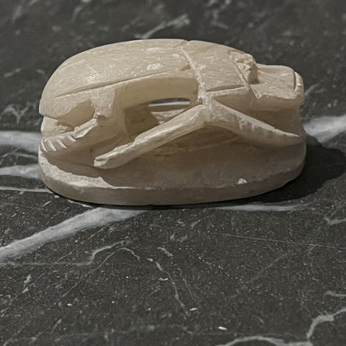 Vintage Egyptian Scarab carved from natural alabaster, like new