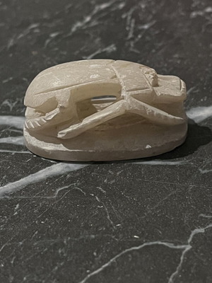Vintage Egyptian Scarab carved from natural alabaster, like new