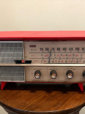 National DU-356 vintage radio used, made in Japan, red
