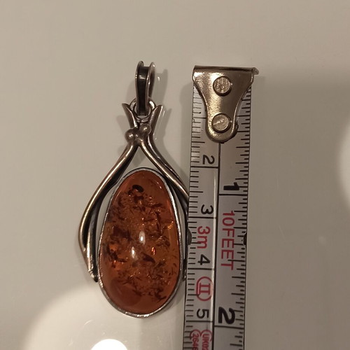 Baltic Amber Pendant new with silver handmade