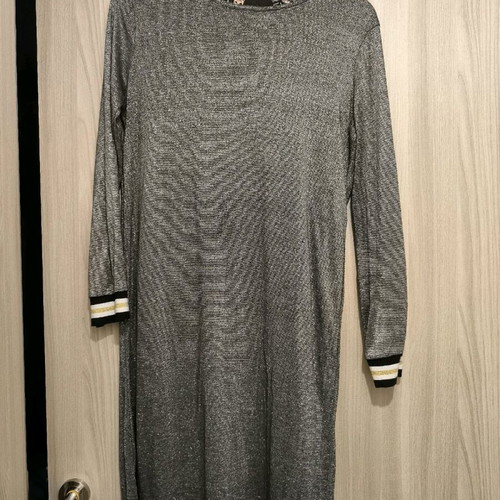 Spring dress used with silver and black knit, size L