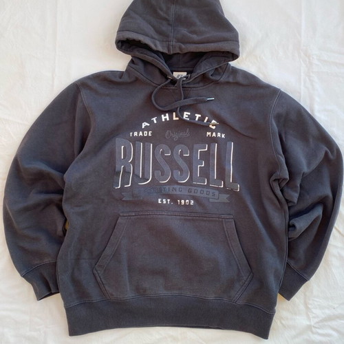 Russell hoodie used, blue with logo, size Medium