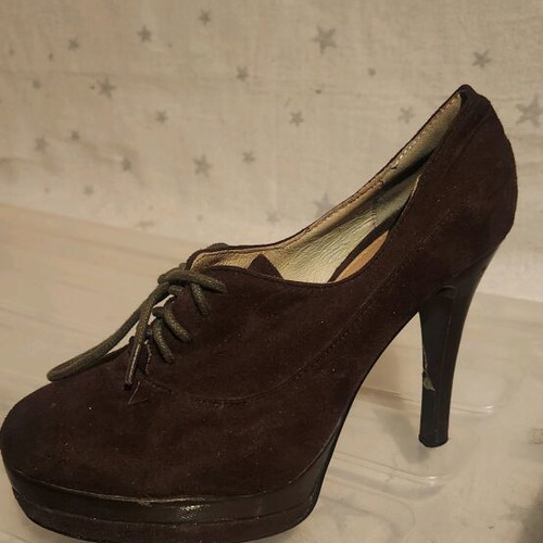 Brown high heels shoes with laces used, size 38