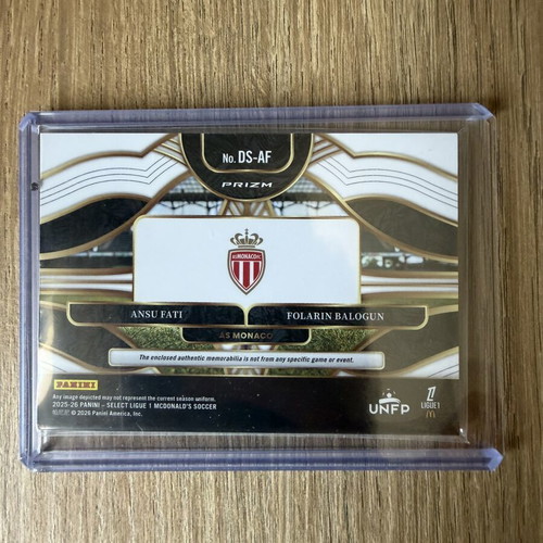 Ansu Fati & Folarin Balogun Dual Red Wave Patch Panini Select Ligue 1 Monaco