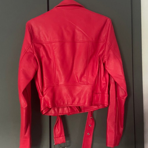 Bershka leather jacket used, red, size M