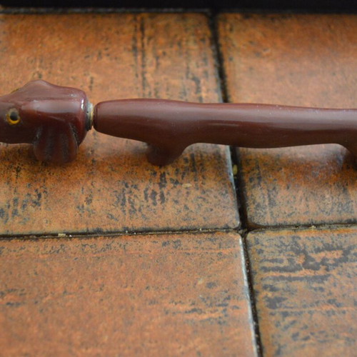 Dachshund shaped pen 1950s, 16 cm, used, sausage dog design