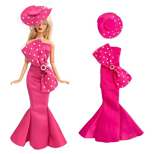 Doll Dress Pink English Style 7127F new with fuchsia hat