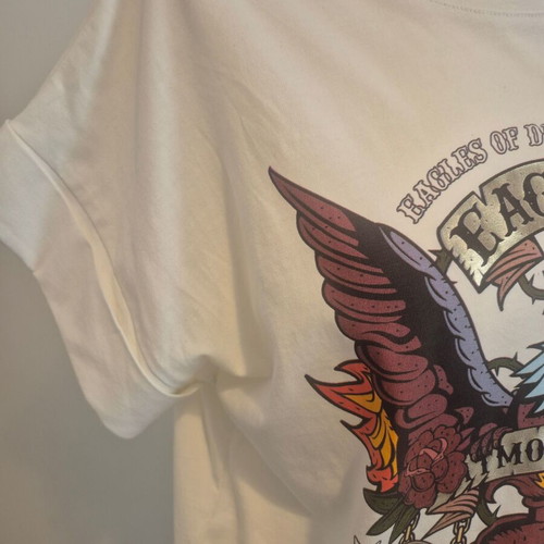 Rock T Shirt Sandy Kosta white cotton, new, sizes S-M