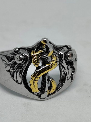Men's ring with embossed dragon and sword like new
